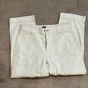 Old Navy High-Rise Straight Pants in Cream